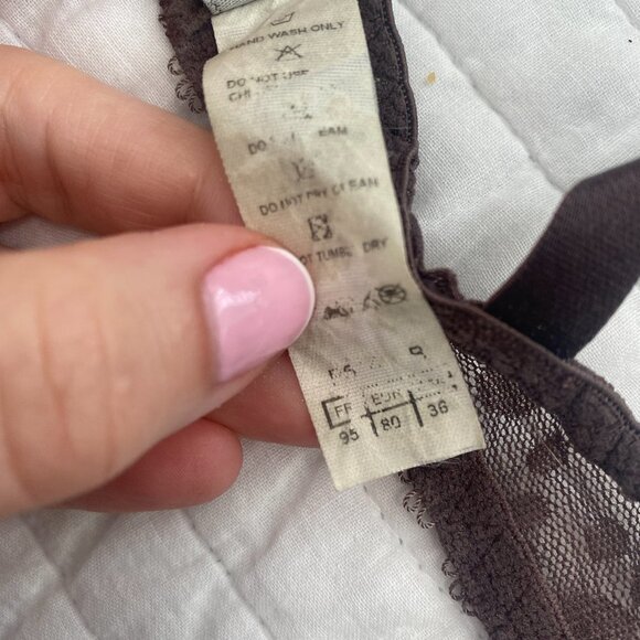 Audabe Paris Purple & Cream Floral Lace Bra Size 36B - Picture 2 of 7